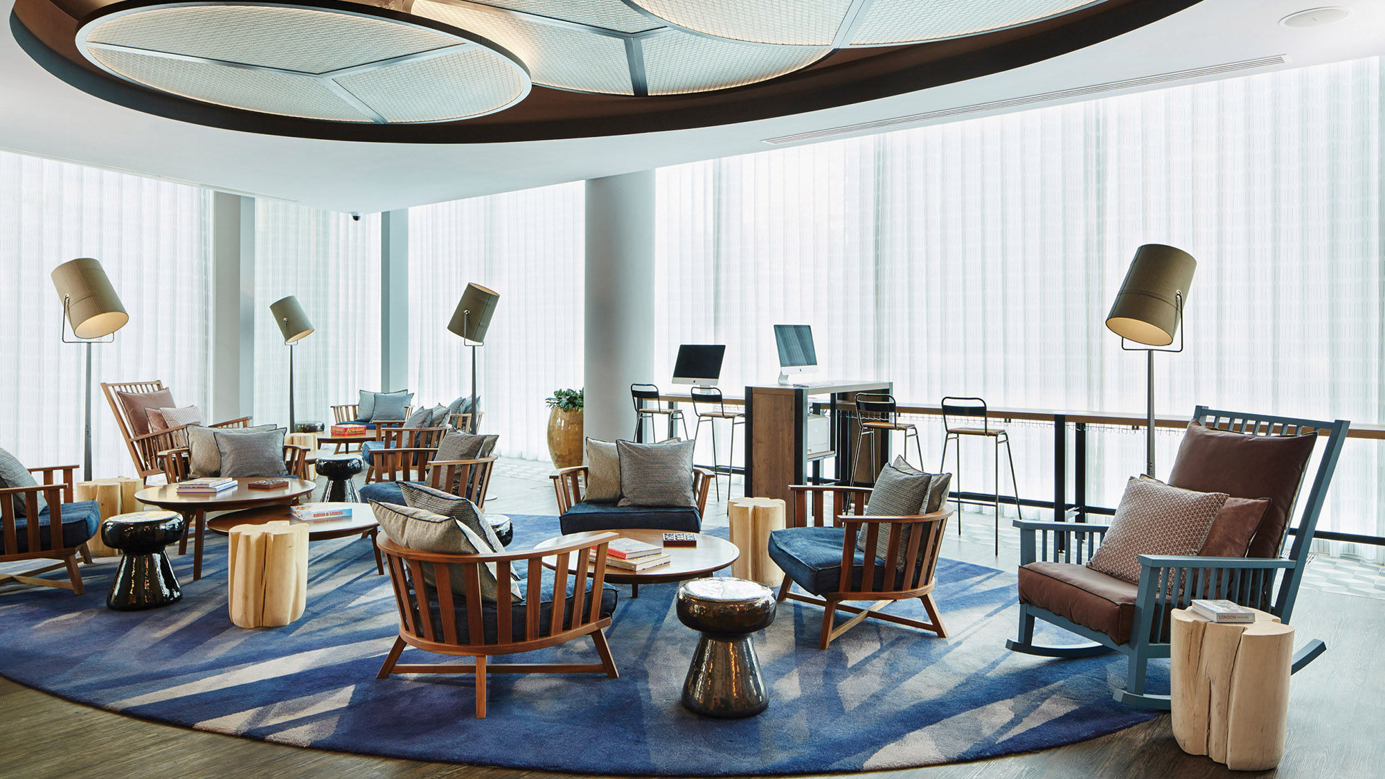 The lounge and business center at the Residence Inn by Marriott London Kensington.