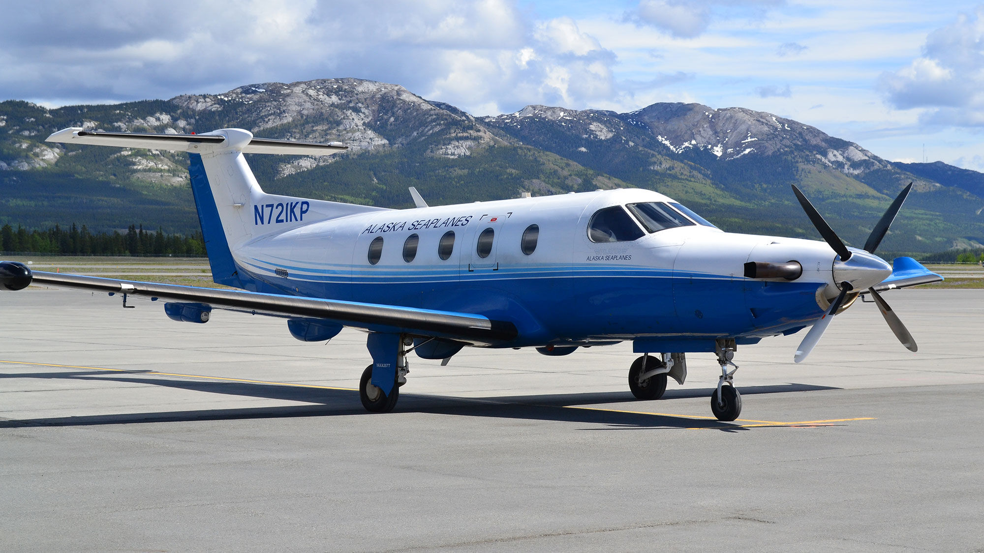 Alaska Seaplanes passengers travel aboard a nine-seat, fully pressurized Pilatus PC-12 aircraft.