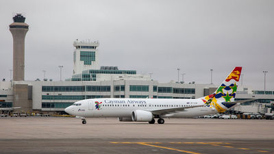 Cayman Airways' Boeing 737 Max jet in Denver earlier this month.
