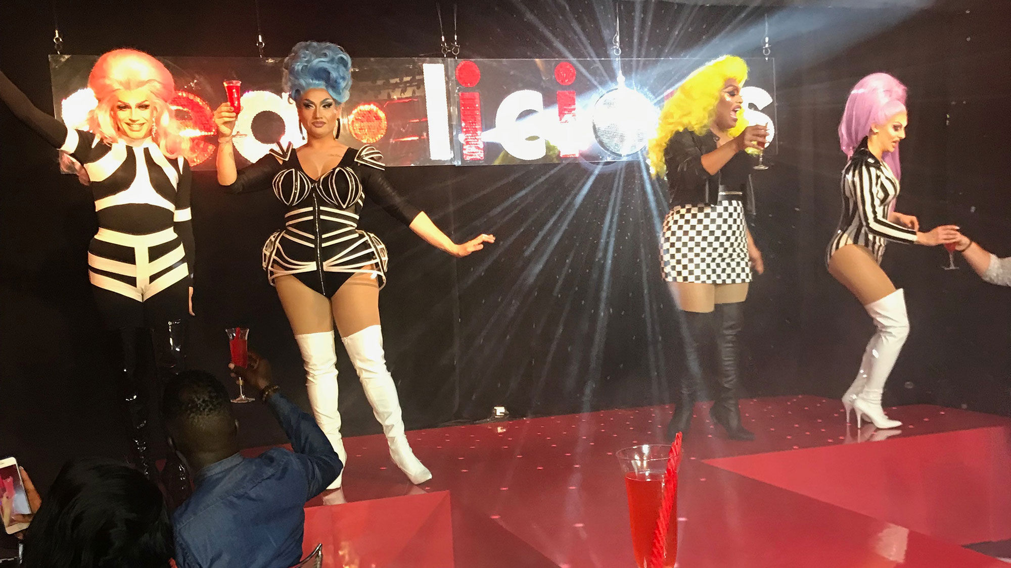 Drag performers at a party last fall to reveal Virgin Voyages' dining venues, including the Razzle Dazzle restaurant, which will host a "Drag Brunch."