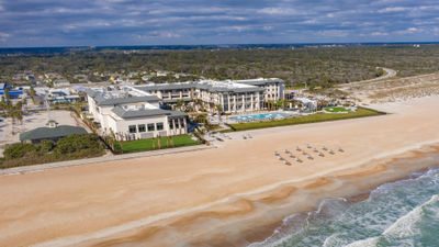 The Embassy Suites by Hilton St. Augustine Beach Oceanfront Resort sits just beyond the edge of Anastasia State Park.