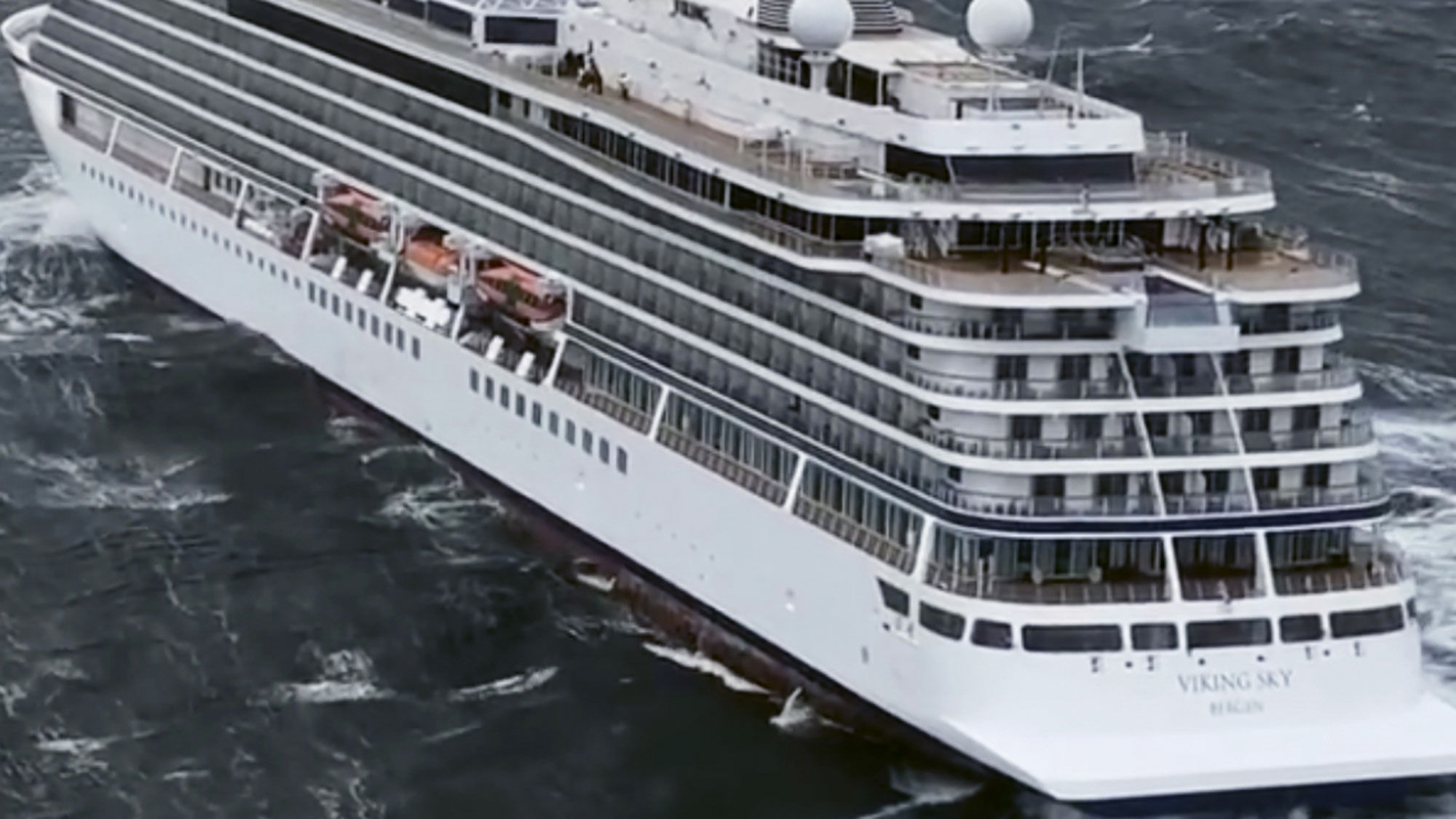 The Viking Sky battles rough seas off Norway's stormy western coast. Many passengers had to be evacuated in a helicopter rescue operation.