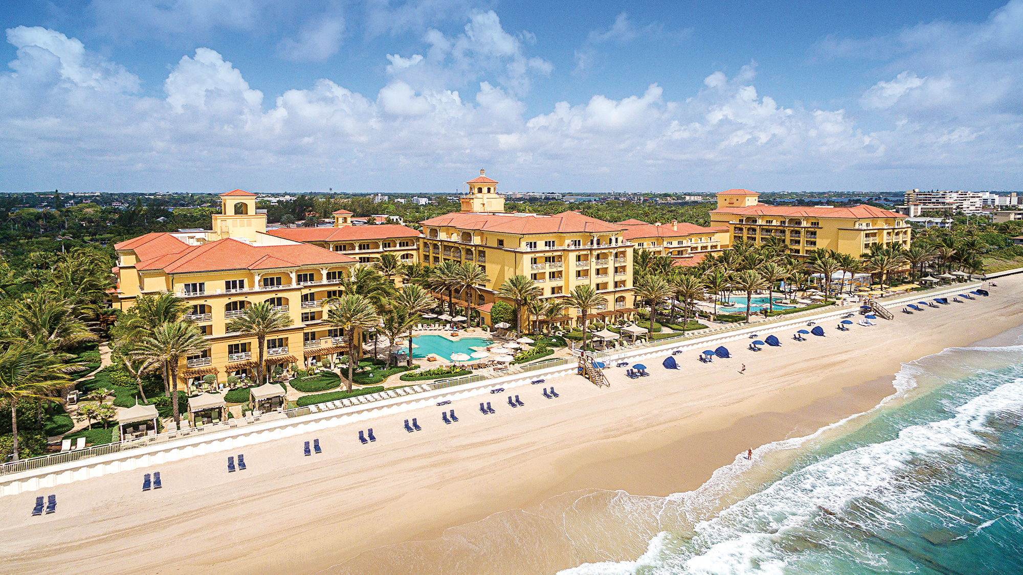 The Eau Palm Beach resort and spa sits along the Atlantic coastline.