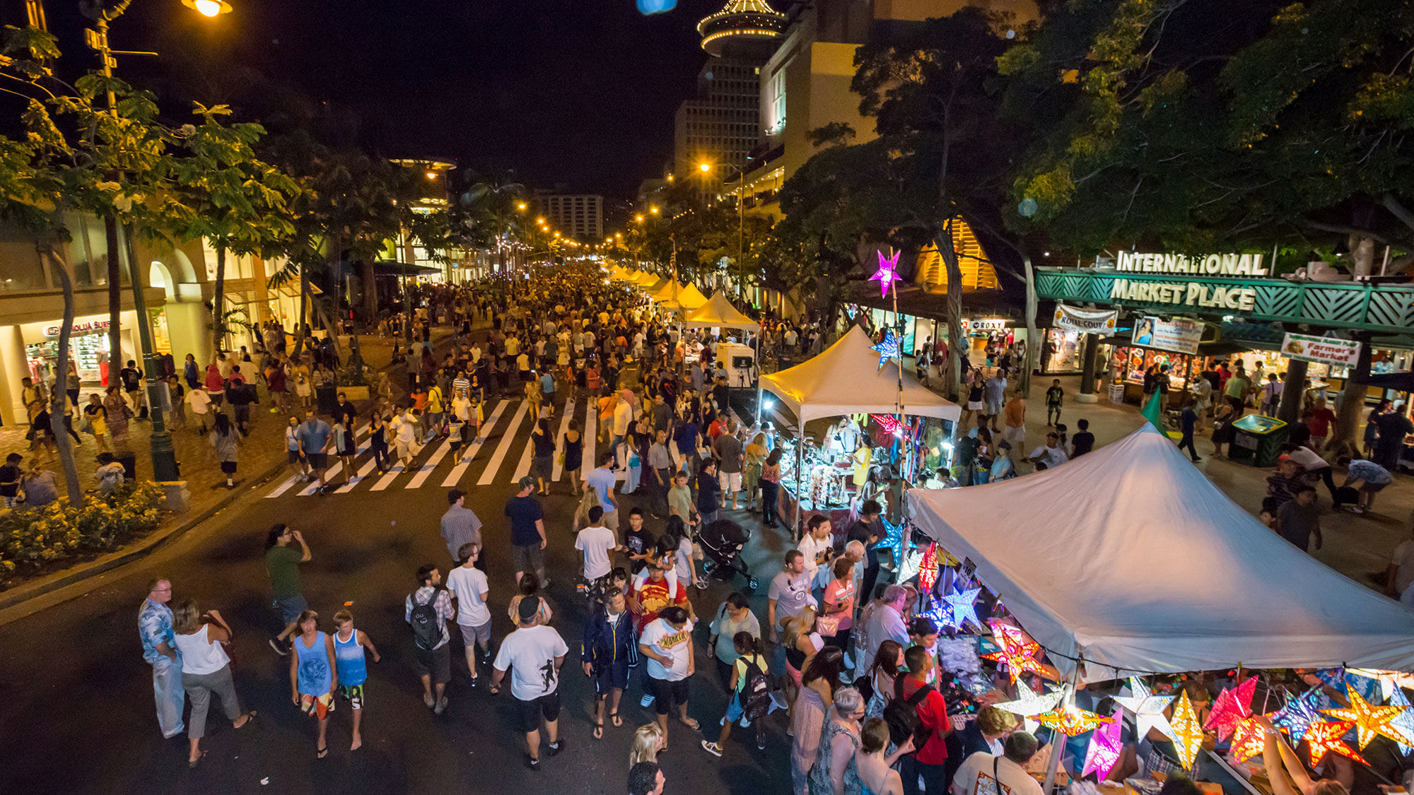 The block party in Waikiki is one of the highlights of the annual Aloha Festivals.