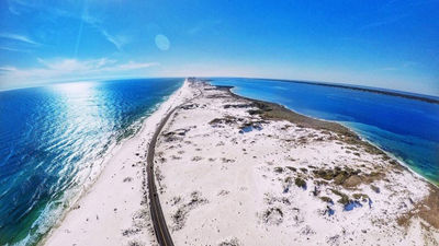 Aerial view of Gulf Islands National Seashore in Navarre Beach.