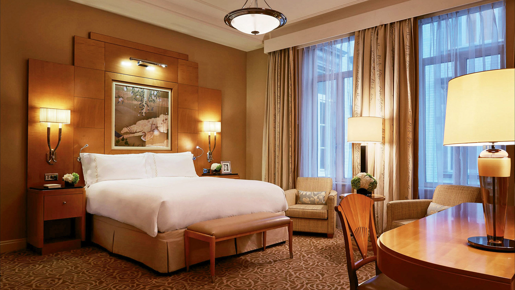 A Luxury King Room at the Savoy in the Covent Garden section of London.