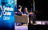 Adam Goldstein, left, vice chairman of Royal Caribbean Cruises Ltd. and the chairman of CLIA, led a session with UNWTO secretary general Zurab Pololikashvili.