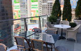 The Times Square Edition features several outdoor spaces, including a balcony known as the Blade Runner Terrace.