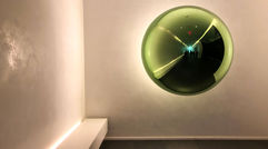 When guests enter the Times Square Edition, they're greeted by an art installation near the elevators at ground level. The 452-room hotel officially opened in March.