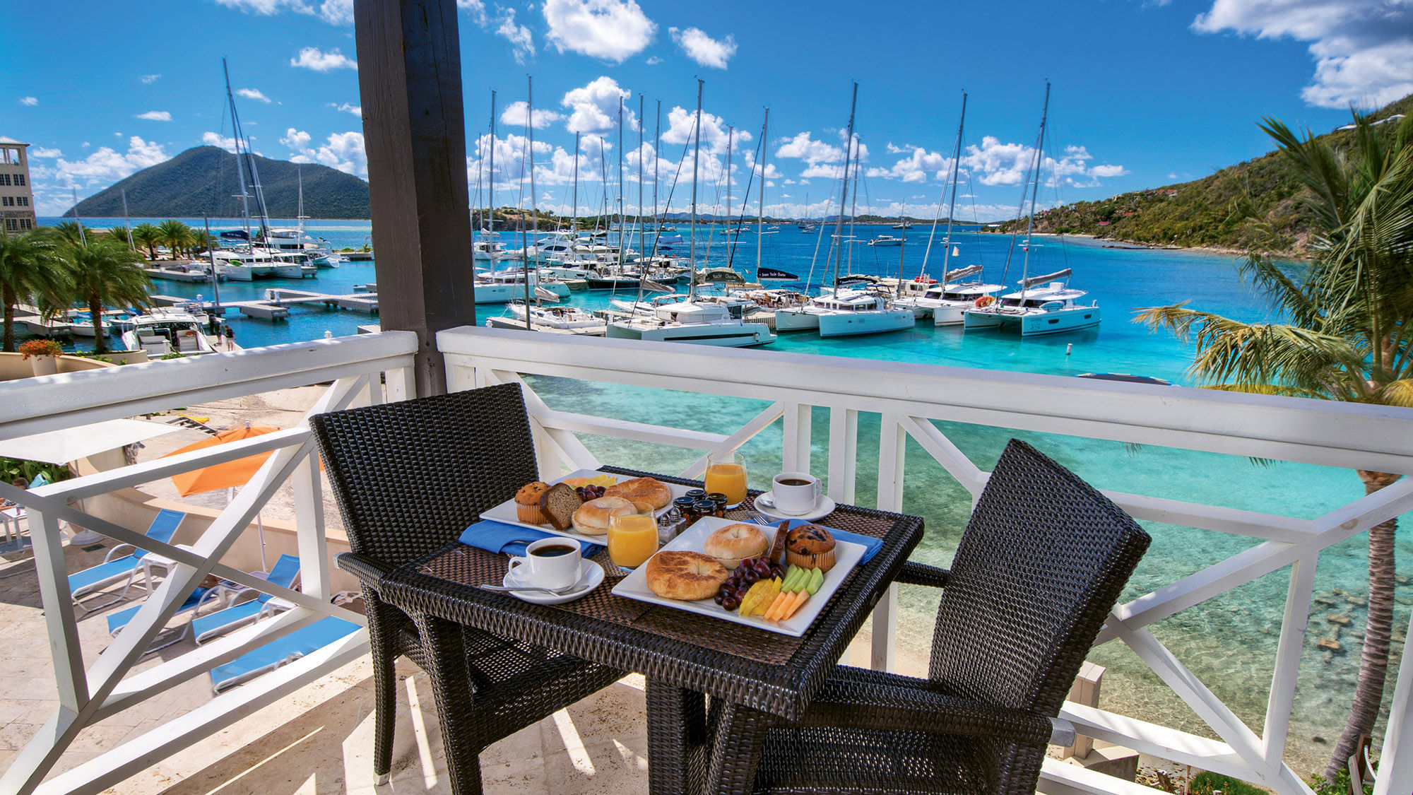 Breakfast is served at Donovan’s Reef Marina Bar & Grill at Scrub Island Resort & Spa.