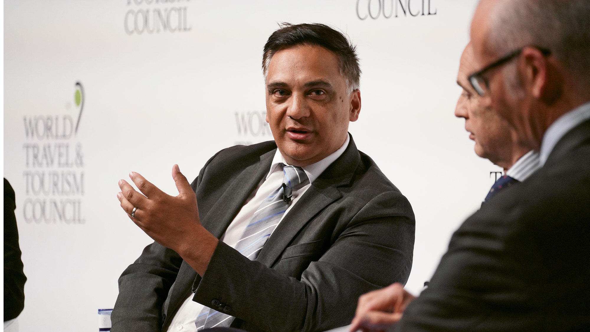 Steffan Panoho, head of Auckland Tourism, speaking at the World Travel & Tourism Council Global Summit.