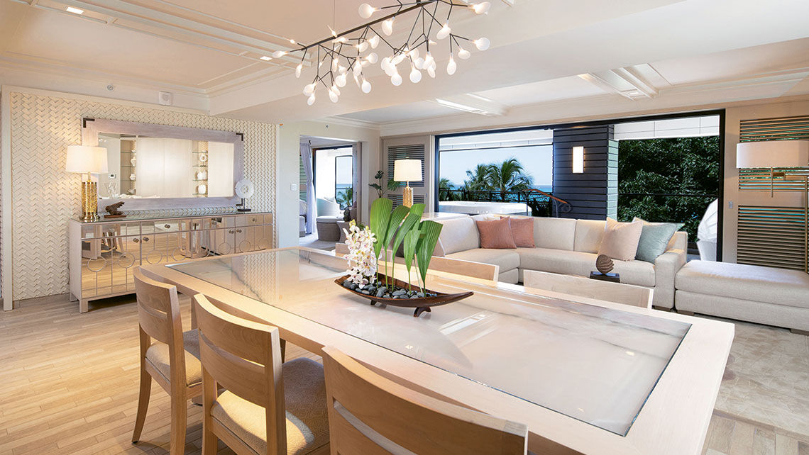 All of the 2,250-square-foot suites are adorned with Italian marble bathrooms, full kitchens equipped with Sub-Zero and Wolf appliances, dry sauna, and in-room iPads.