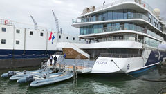 The marina was designed to make it easy for guests to board and debark from Zodiac landing craft.
