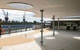 A canopy with a curving edge and oval openings will shade the Ocean Grill on the top deck of the Celebrity Flora.
