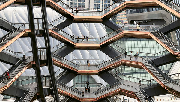 A view from inside Vessel, which is made up of 154 interconnecting flights of stairs. A view from inside Vessel, which is made up of 154 interconnecting flights of stairs.