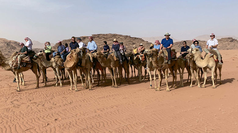 Travel Leaders Network held its 20th Annual International Summit April 12 to 15 in Petra, Jordan. Attendees stayed at the Petra Marriott Hotel and enjoyed cultural and culinary activities, including riding camels in Wadi Rum.