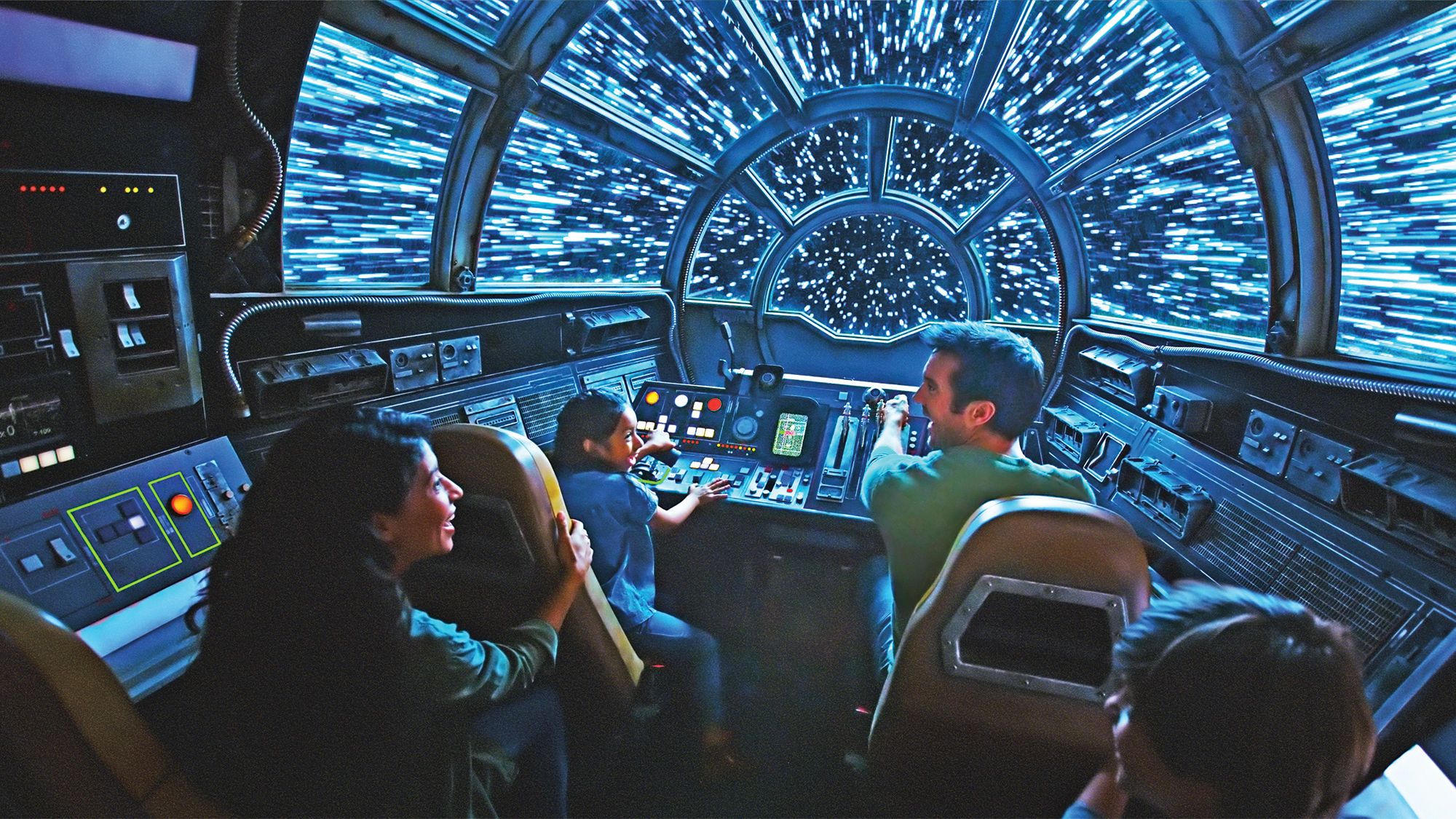 A rendering of the Millenium Falcon: Smuggler's Run thrill ride opening at Star Wars: Galaxy's Edge at Disney's Hollywood Studios.