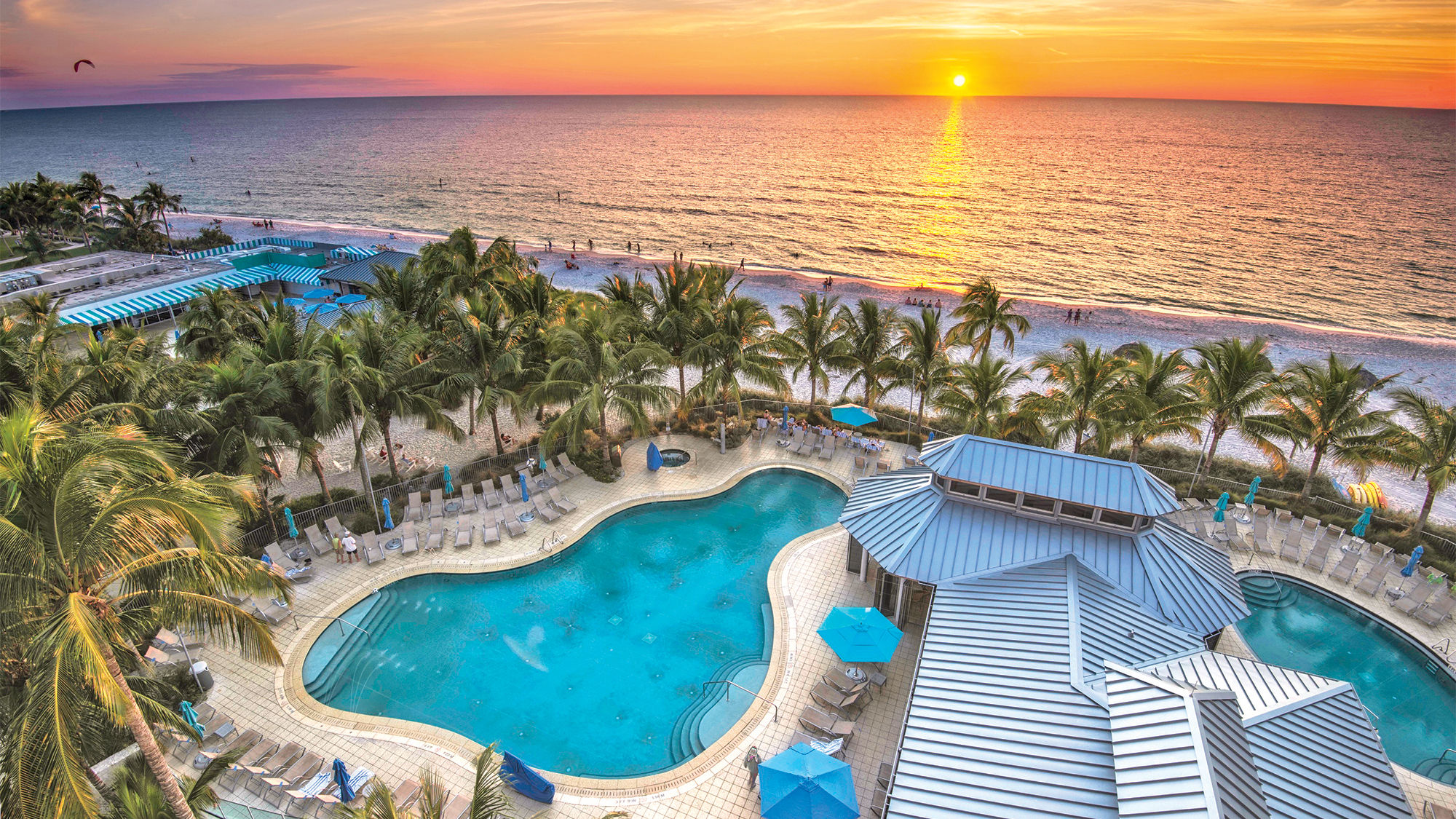 The Naples Beach Hotel's pool complex overlooks the Gulf of Mexico.