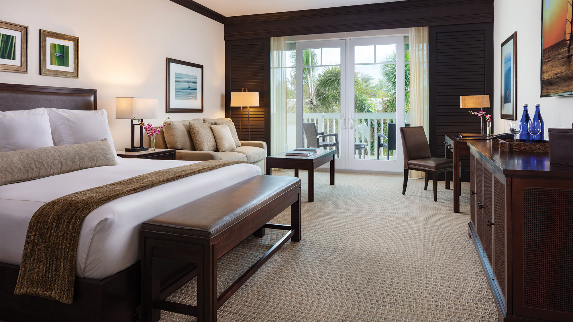 Interior of a deluxe king room at the Seagate Hotel & Spa in Delray Beach.