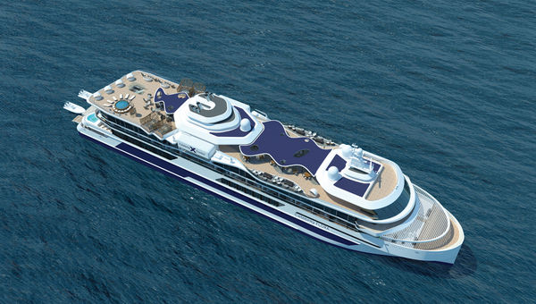 A rendering of the Celebrity Flora, an example of the new standard in cruising, which will replace the Xpedition in the Galapagos. A rendering of the Celebrity Flora, an example of the new standard in cruising, which will replace the Xpedition in the Galapagos.