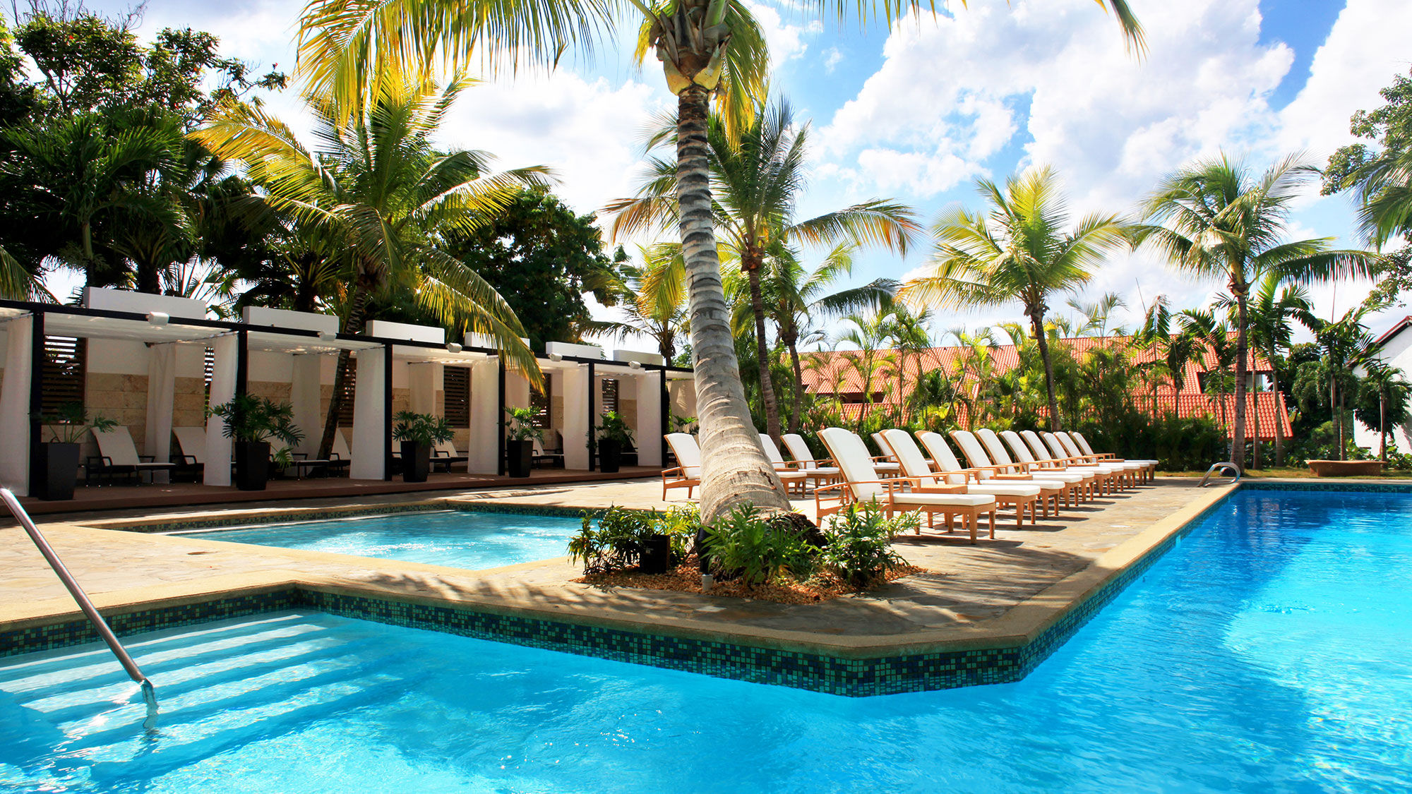 Cabanas at one of the pools at the Casa de Campo resort in La Romana, Dominican Republic.