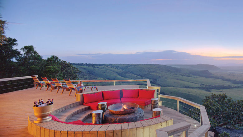 A deck and fire pit at Kenya’s Angama Mara lodge, which recently launched a photography studio.