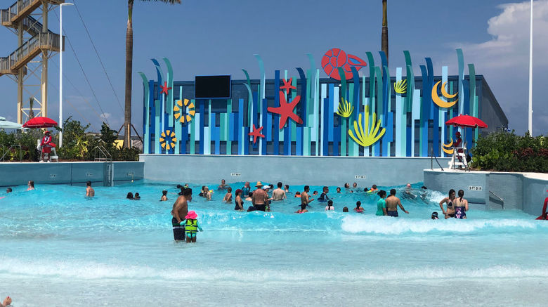 Royal Caribbean officially opened its new and improved Bahamian private island, the first of five in a series it will brand with the ''Perfect Day'' moniker. Pictured here, the wave pool at the Thrill Waterpark on CocoCay.