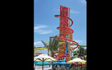 The Daredevil's Tower, encircled by the Daredevil's Peak waterslide.