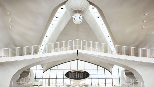 Eero Saarinen's soaring terminal is the heart of the TWA Hotel. Eero Saarinen's soaring terminal is the heart of the TWA Hotel.