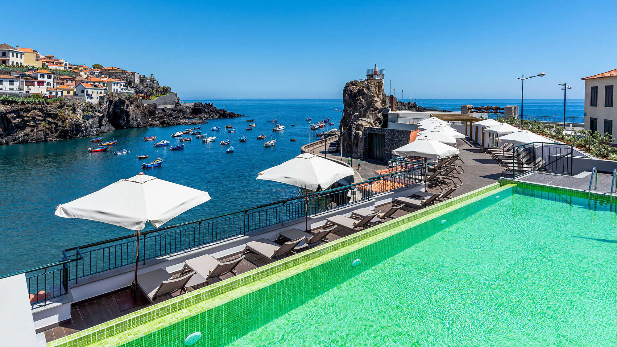 The rooftop pool at the Pestana Churchill Bay on Madeira.
