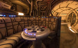 A close-up view of the main hold lounge aboard the Millennium Falcon.