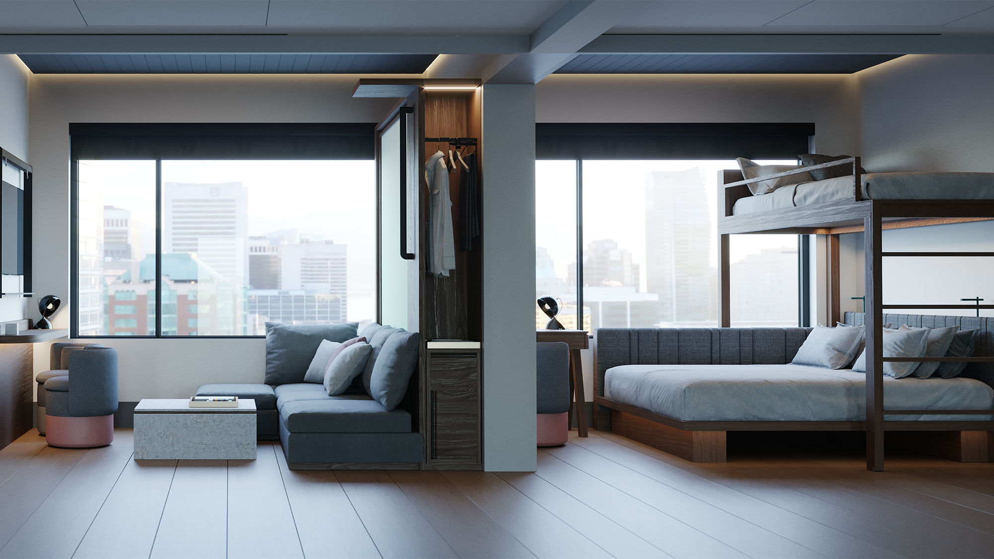 The ability for guests to book connecting guestrooms will be a prominent brand feature for Motto.