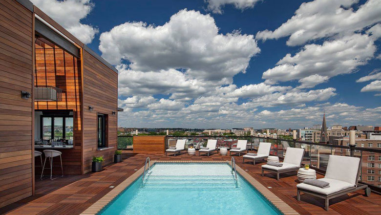The rooftop pool at the Mason & Rook.