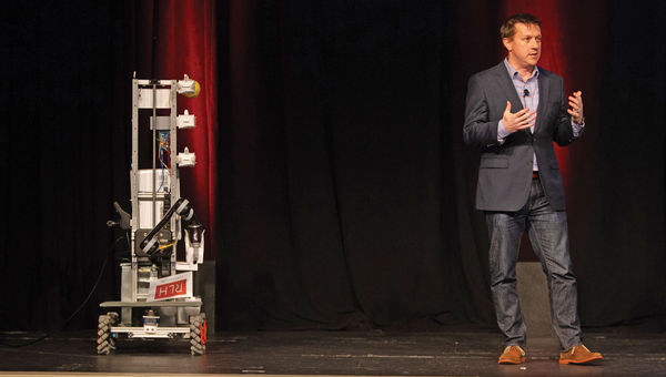 John Edwards, Red Lion Hotels Corp.'s chief information officer, unveiled the company's housekeeping robot at a conference late last year.