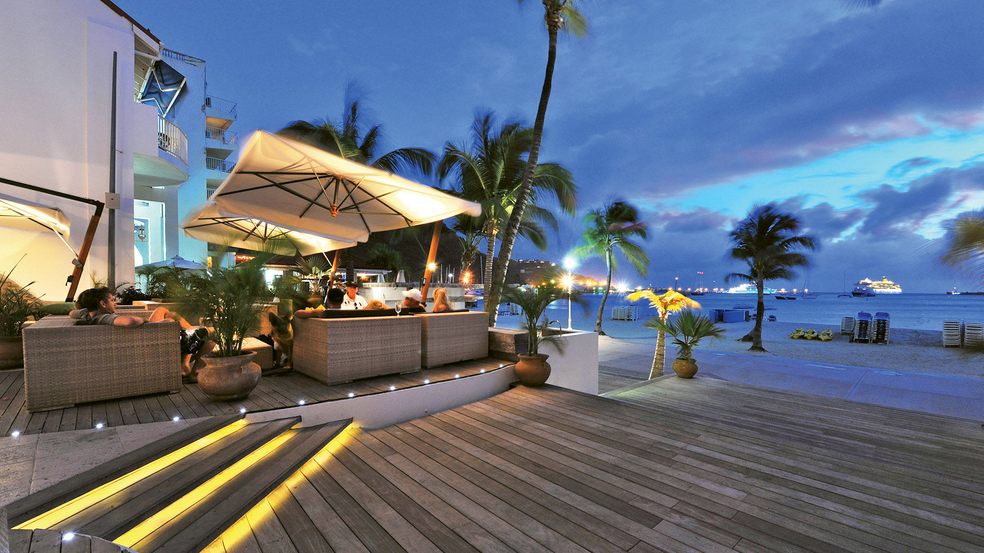 The deck of the Holland House hotel in Philipsburg, St. Maarten.