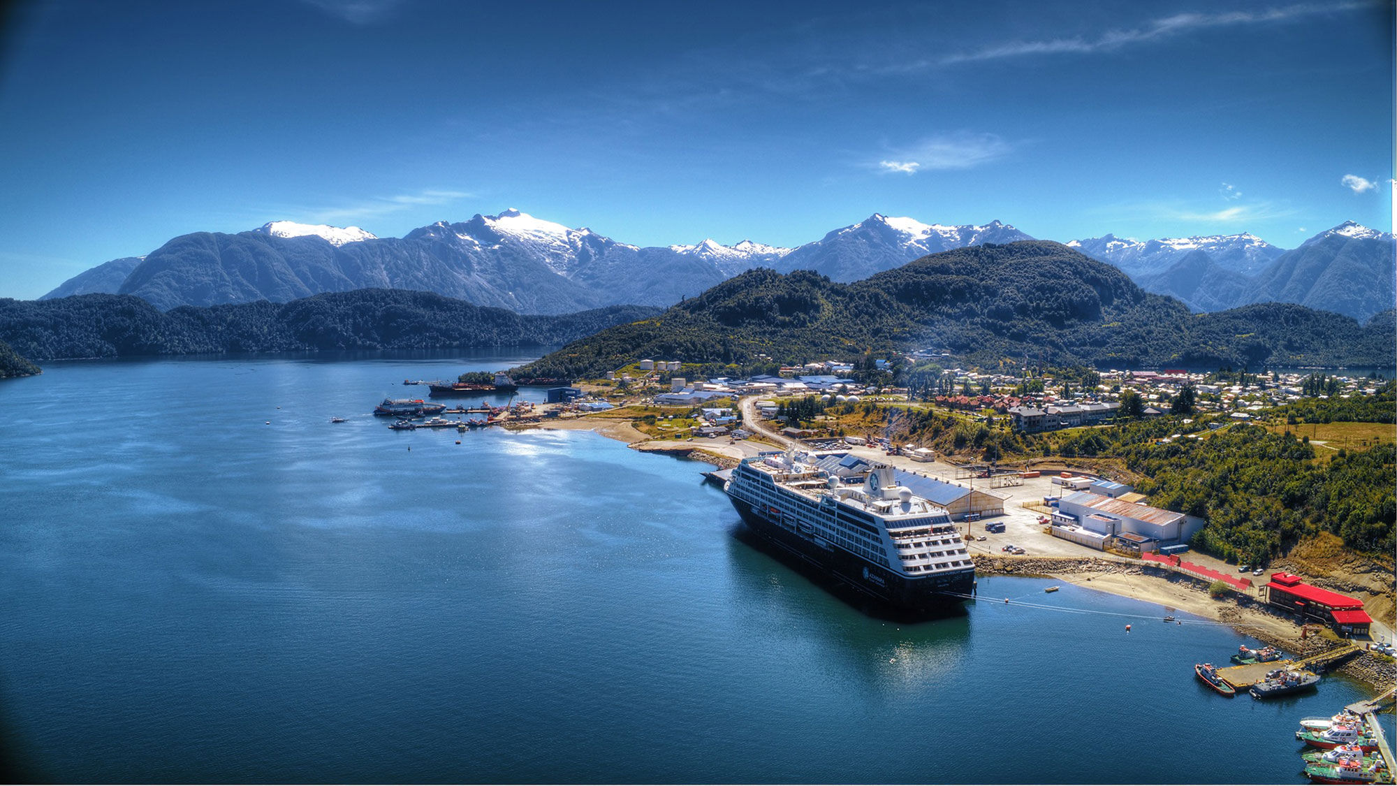 The Azamara Pursuit in Puerto Chacabuco, Chile.