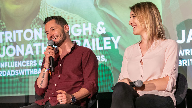 Jake Graf and Hannah Graf, speaking at the Proud Experiences conference in Brooklyn, N.Y.