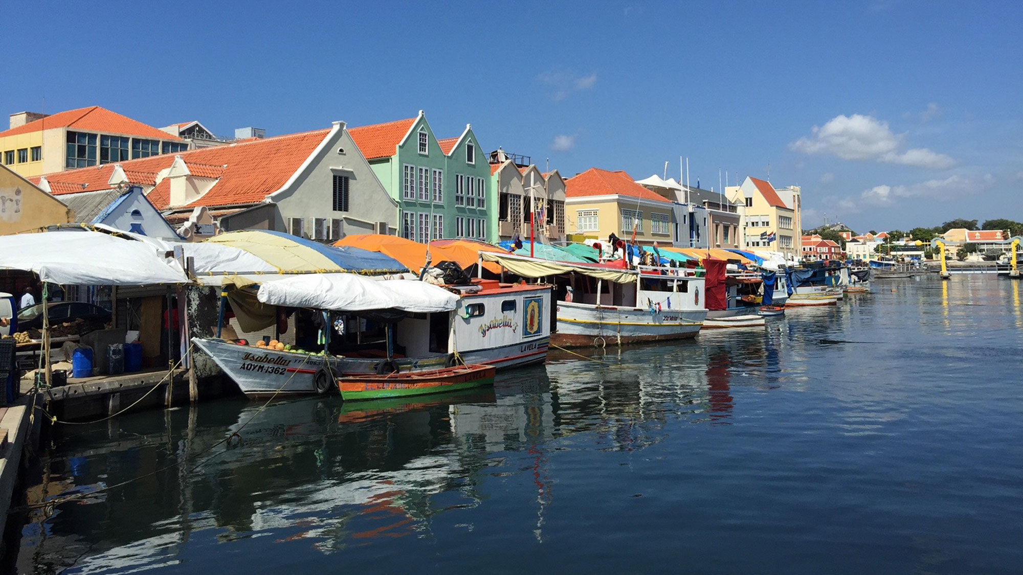 Fishing boats docked in Willemstad, Curacao.