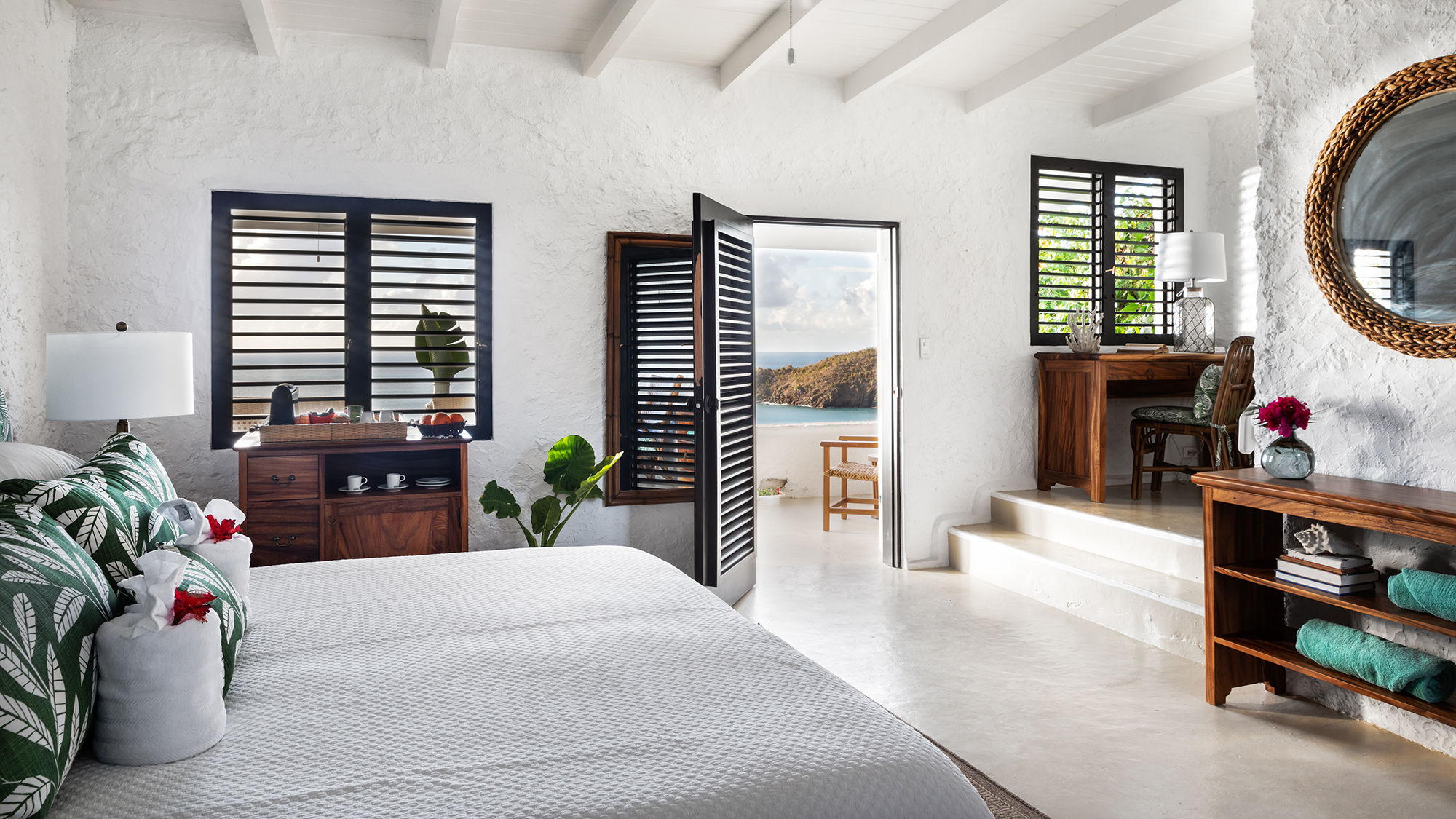 A guest room at Guana Island Resort in the British Virgin Islands.