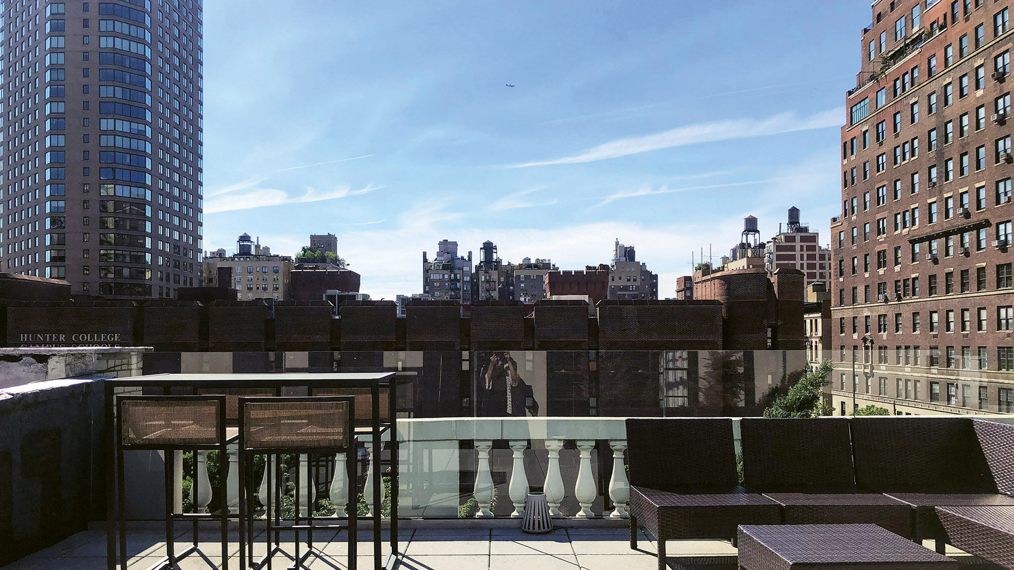 A rooftop patio is located just off the master bedroom of a townhouse offered by Onefinestay in the Upper East Side of Manhattan.
