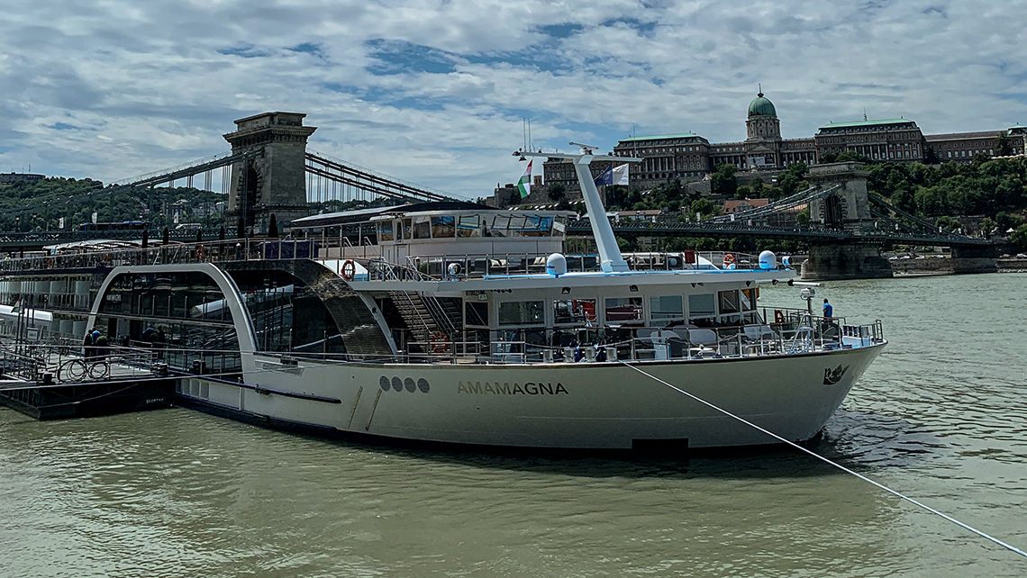 The AmaMagna docked in Budapest.