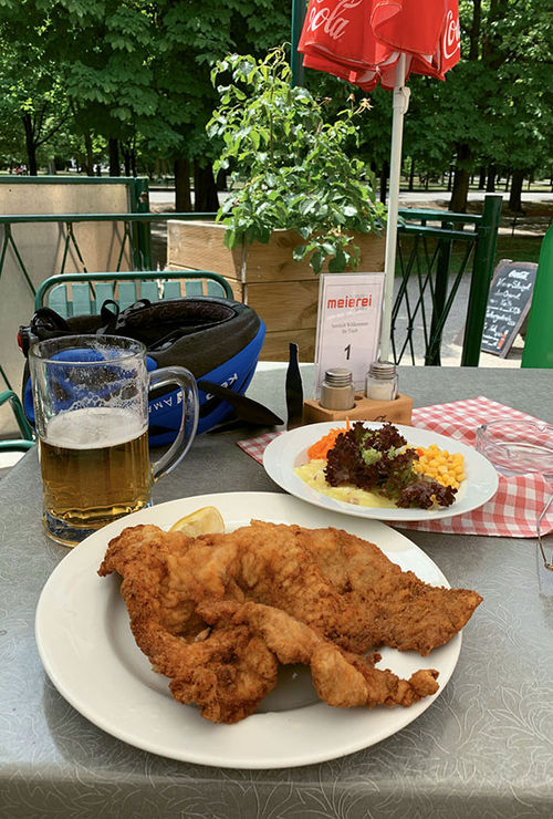A midexcursion repast at a beer garden. A midexcursion repast at a beer garden.