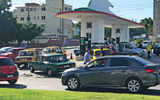 Oil shortages result in long lines at gas stations throughout Cuba.