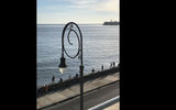 View of the Malecon (sea wall) in Havana from the rooftop of Malecon 663, a casa particulare (private home) where tourists stay.