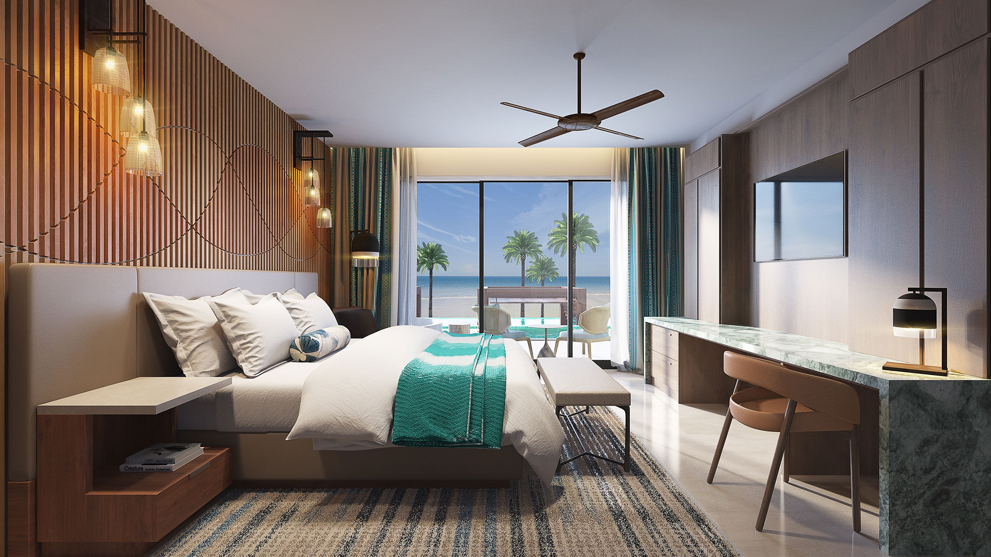 Presidential Suite bedroom at the Hard Rock Hotel Los Cabos.