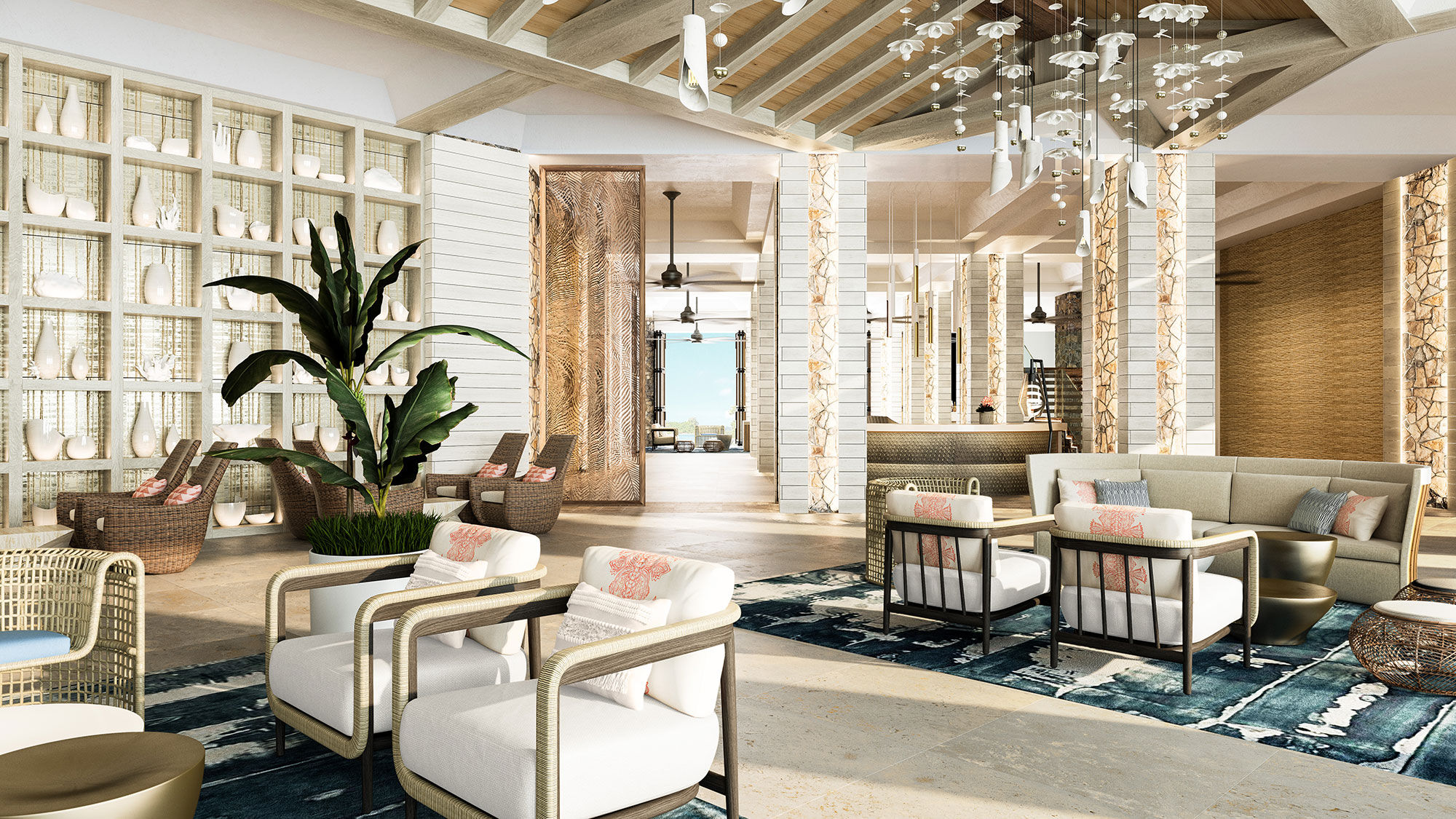 A rendering of the redone lobby at the Frenchman's Reef Marriott.