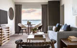 Living room in a suite at the Gurney's Newport Resort & Marina in 2017.
