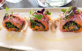 Scarpetta's tuna sushi with marinated vegetable and preserved truffle at Montauk Gurney's.