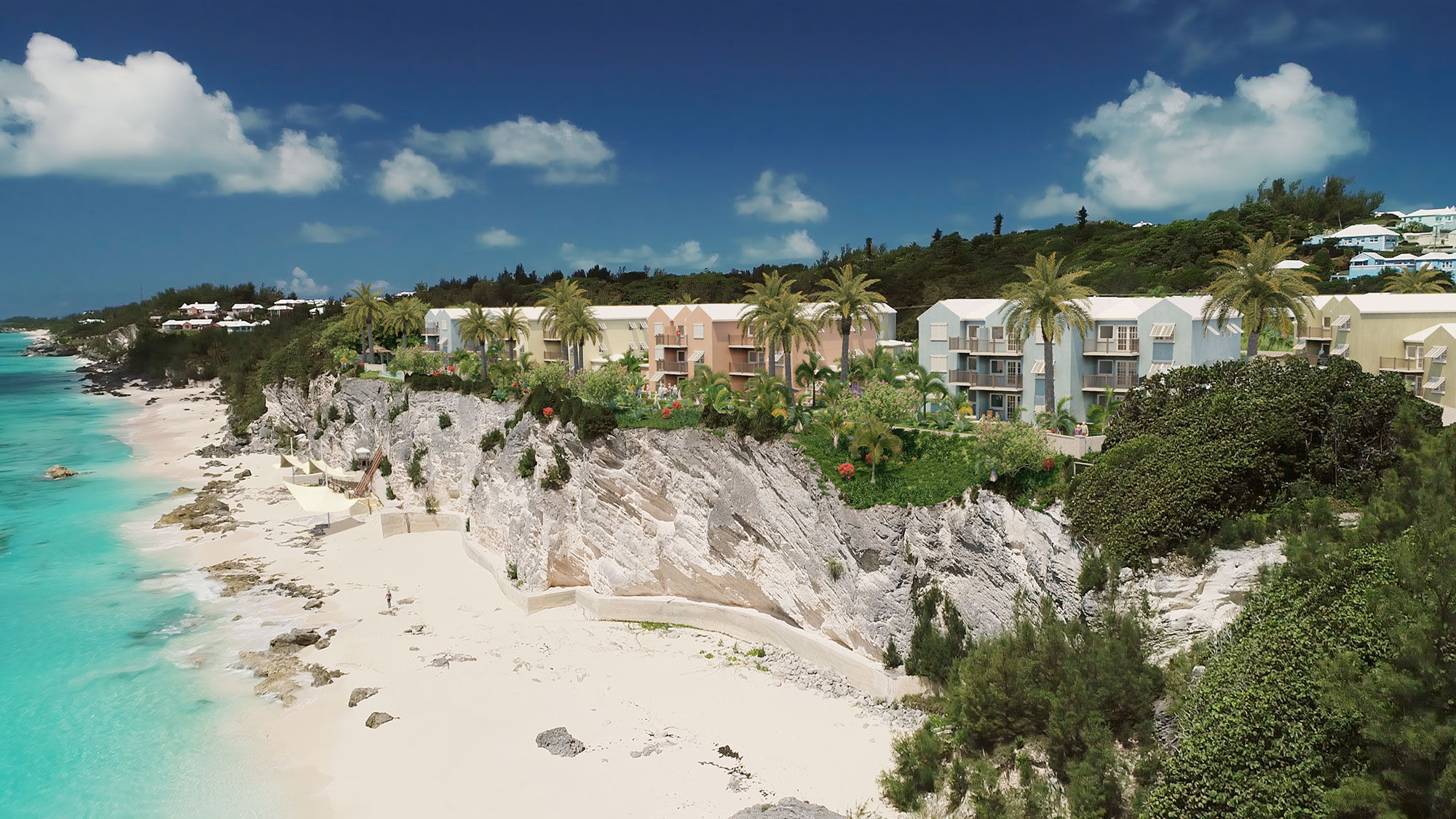 A rendering of the Bermudiana Beach Resort, Tapestry Collection by Hilton.