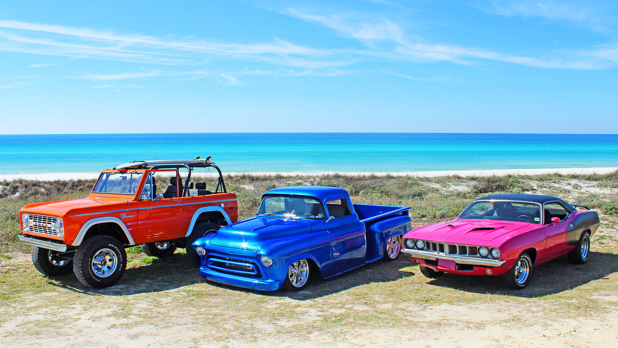 Hot rods and classic cars line the beach during the Emerald Coast Cruizin' Car Show, slated for Nov. 6 to 9 this year.